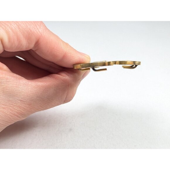 Antique Brass monogram M or W bag or luggage ornament, Edwardian sash strap belt - Picture 6 of 7